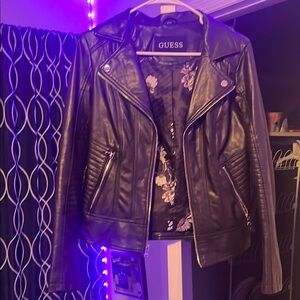 GUESS Black - PurpleLeather Jacket